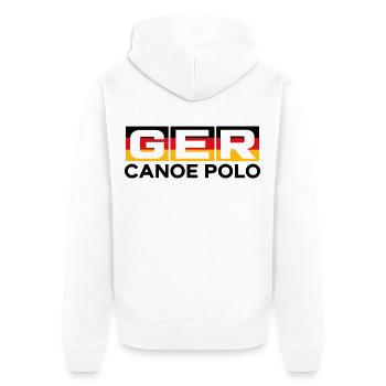 Deutschland - GER - Kanu Polo - Germany - paddeln - Unisex Premium Bio Zip Hoodie - Weiß - Hinten - Thijin (182cm)