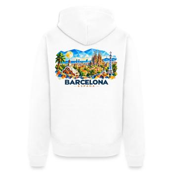 Barcelona - Espana - Spain - Spanien - spanisch - Unisex Premium Bio Zip Hoodie - Weiß - Hinten - Thijin (182cm)