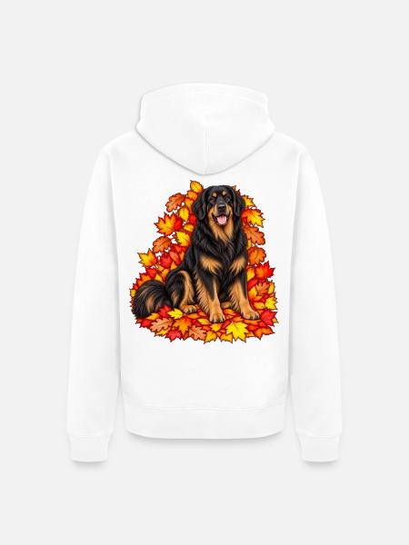 Hovawart im Herbstlaub - Unisex Premium Bio Zip Hoodie - Weiß