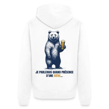 Humor Beer Bear - Unisex Premium Bio Zip Hoodie - Weiß - Hinten - Thijin (182cm)