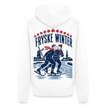 Fryske Winter Retro Schlittschuh Schaatsen Design - Unisex Premium Bio Zip Hoodie - Weiß - Hinten - Thijin (182cm)