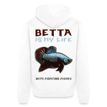 Betta, fighting Fishes - Unisex Premium Bio Zip Hoodie - Weiß - Hinten - Thijin (182cm)