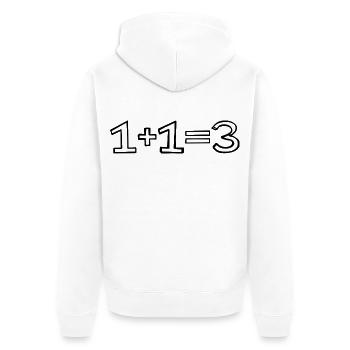 1+1=3 Rechnung handgezeichnet - Unisex Premium Bio Zip Hoodie - Weiß - Hinten - Thijin (182cm)