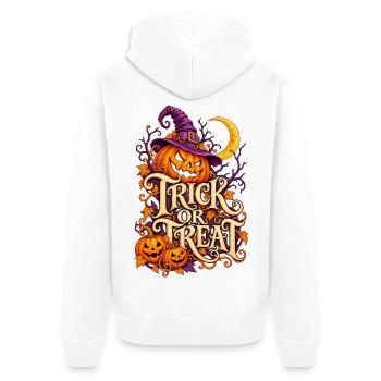 Halloween - Trick or Treat - Unisex Premium Bio Zip Hoodie - Weiß - Hinten - Thijin (182cm)