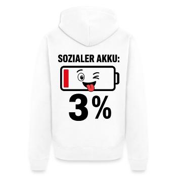 Witziger Akku Ladebalken  - Unisex Premium Bio Zip Hoodie - Weiß - Hinten - Thijin (182cm)