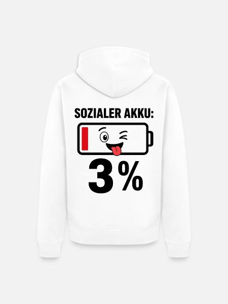Witziger Akku Ladebalken - Unisex Premium Bio Zip Hoodie - Weiß
