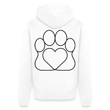 Paw Heart - Unisex Premium Bio Zip Hoodie - Weiß - Hinten - Thijin (182cm)