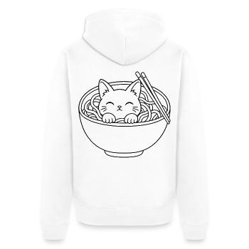 Ramen-Kätzchen - Unisex Premium Bio Zip Hoodie - Weiß - Hinten - Thijin (182cm)