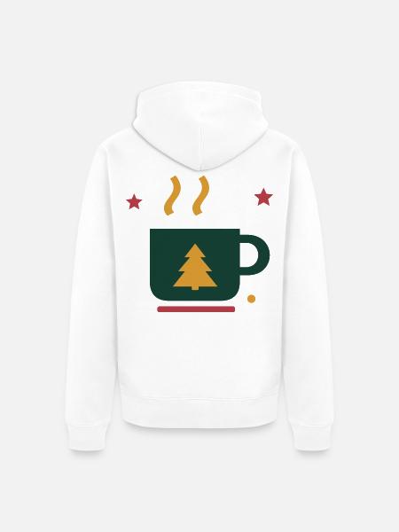Winterkakao mit Tannenbaum – Adventsmotiv - Unisex Premium Bio Zip Hoodie - Weiß