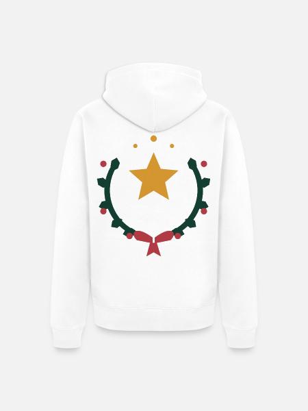 Weihnachtsstern im Kranz aus Winterzweigen - Unisex Premium Bio Zip Hoodie - Weiß