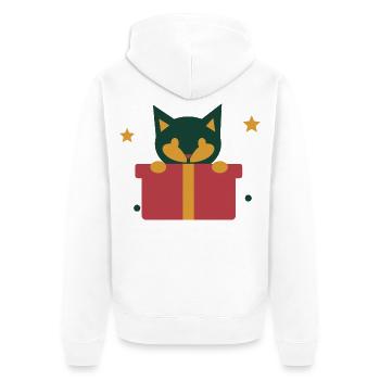 Neugierige Katze im Weihnachtsgeschenk - Unisex Premium Bio Zip Hoodie - Weiß - Hinten - Thijin (182cm)
