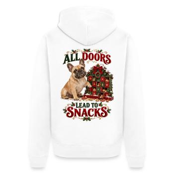  All Doors Lead To Snacks Französische Bulldogge - Unisex Premium Bio Zip Hoodie - Weiß - Hinten - Thijin (182cm)