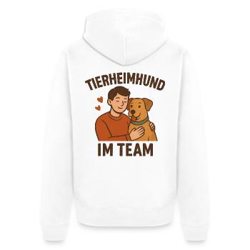 Geschenk zur ersten Hundeadoption aus dem Tierheim - Unisex Premium Bio Zip Hoodie - Weiß - Hinten - Thijin (182cm)