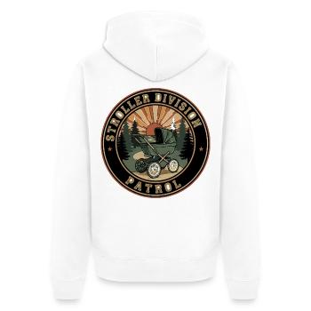 Waldkinderwagen Patrol Abzeichen - Unisex Premium Bio Zip Hoodie - Weiß - Hinten - Thijin (182cm)