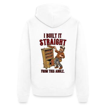 Ich habe es direkt aus diesem Winkel gebaut - Unisex Premium Bio Zip Hoodie - Weiß - Hinten - Thijin (182cm)