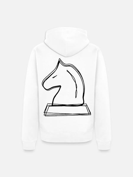 Schachspringer handgezeichnet - Unisex Premium Bio Zip Hoodie - Weiß