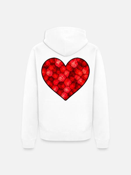 Herzrot 30 cm - Unisex Premium Bio Zip Hoodie - Weiß