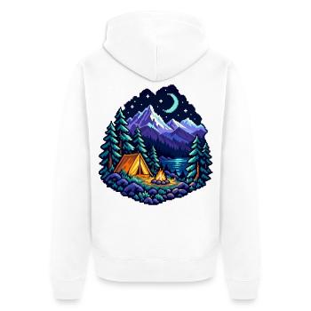 Camping unter dem Mond - Unisex Premium Bio Zip Hoodie - Weiß - Hinten - Thijin (182cm)
