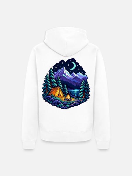 Camping unter dem Mond - Unisex Premium Bio Zip Hoodie - Weiß