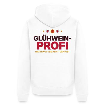 Glühwein-Profi Weihnachtsmarkt - Unisex Premium Bio Zip Hoodie - Weiß - Hinten - Thijin (182cm)