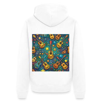 Psychedelische Gitarre Im 60er Hippie Stil - Unisex Premium Bio Zip Hoodie - Weiß - Hinten - Thijin (182cm)