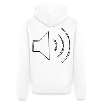 Lautsprecher Zeichen handgezeichnet - Unisex Premium Bio Zip Hoodie - Weiß - Hinten - Thijin (182cm)