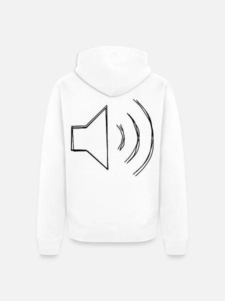 Lautsprecher Zeichen handgezeichnet - Unisex Premium Bio Zip Hoodie - Weiß