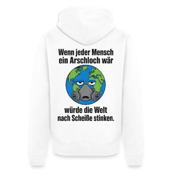 Maskierter Klimawandel - Humor - Unisex Premium Bio Zip Hoodie - Weiß - Hinten - Thijin (182cm)
