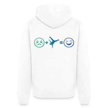 Geschenkidee für den Hip-Hop-Tänzer mit Breakdance - Unisex Premium Bio Zip Hoodie - Weiß - Hinten - Thijin (182cm)