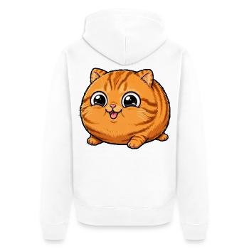 Super süße runde orangefarbene Katze - Unisex Premium Bio Zip Hoodie - Weiß - Hinten - Thijin (182cm)