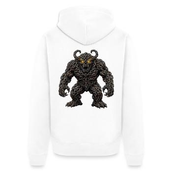 Epischer Rostketten-Monsterdämon - Unisex Premium Bio Zip Hoodie - Weiß - Hinten - Thijin (182cm)