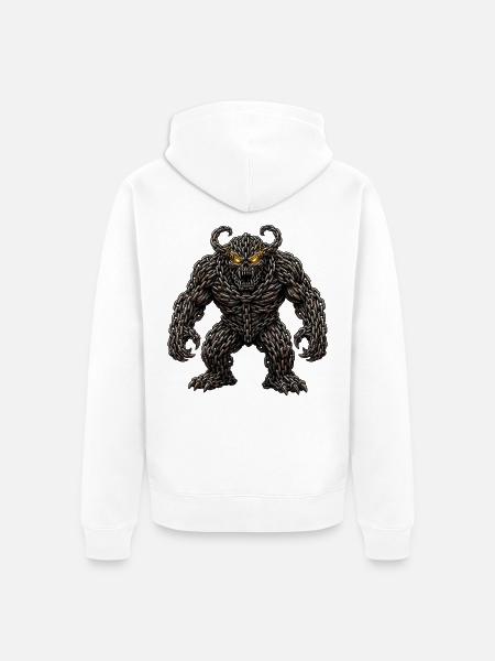 Epischer Rostketten-Monsterdämon - Unisex Premium Bio Zip Hoodie - Weiß