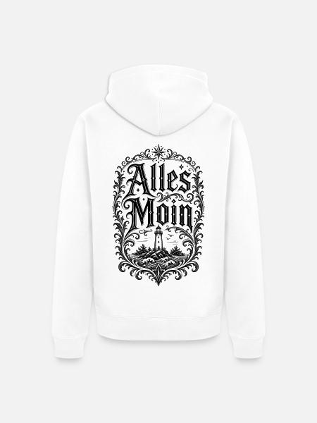 Alles Moin – Leuchtturm Shirt - Unisex Premium Bio Zip Hoodie - Weiß