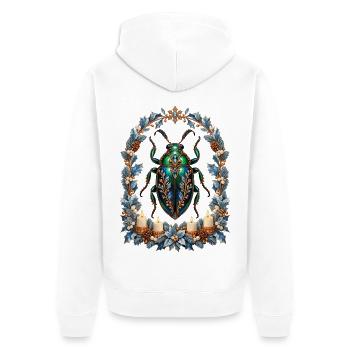 Prunkkäfer im eisblauen Adventsfenster - Unisex Premium Bio Zip Hoodie - Weiß - Hinten - Thijin (182cm)