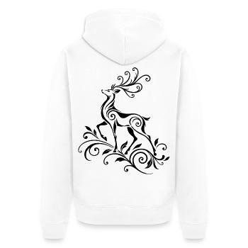 Hirsch mit Geweih - Waldtiere & Natur - Unisex Premium Bio Zip Hoodie - Weiß - Hinten - Thijin (182cm)