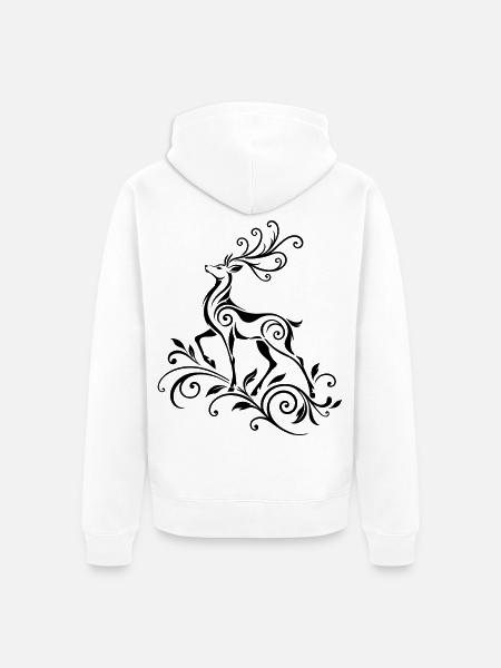 Hirsch mit Geweih - Waldtiere & Natur - Unisex Premium Bio Zip Hoodie - Weiß