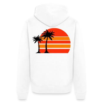 Sonnenuntergang am Palmenstrand - Unisex Premium Bio Zip Hoodie - Weiß - Hinten - Thijin (182cm)