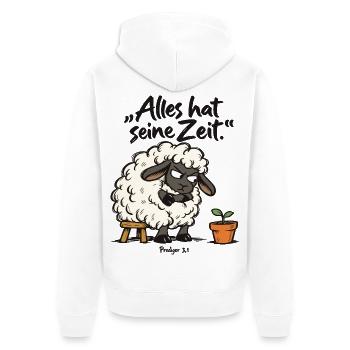 Alles hat seine Zeit Schaf christlich Geduld Bibel - Unisex Premium Bio Zip Hoodie - Weiß - Hinten - Thijin (182cm)