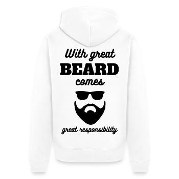 Bartverantwortung Lustiges Papa-Geschenk - Unisex Premium Bio Zip Hoodie - Weiß - Hinten - Thijin (182cm)