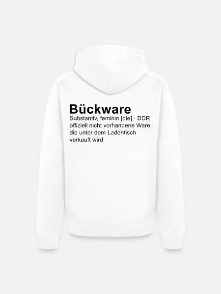 Bückware – Wort mit Doppelsinn - Unisex Premium Bio Zip Hoodie - Weiß