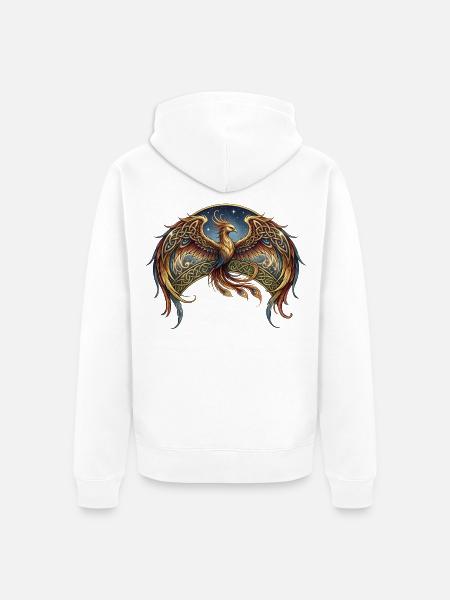 Keltischer Phönix im Sternenflug - Unisex Premium Bio Zip Hoodie - Weiß