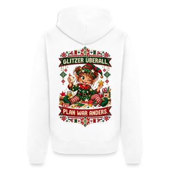 Glitzer überall. Plan war anders. - Unisex Premium Bio Zip Hoodie - Weiß - Hinten - Thijin (182cm)