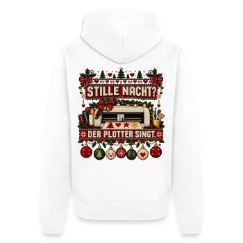 Stille Nacht? Der Plotter singt. - Unisex Premium Bio Zip Hoodie - Weiß - Hinten - Thijin (182cm)