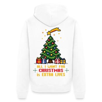 All I want for Christmas - Gamer - Unisex Premium Bio Zip Hoodie - Weiß - Hinten - Thijin (182cm)