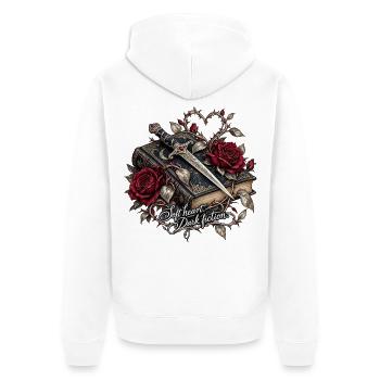 Dunkle Romanze: Herz Rose Klinge - Unisex Premium Bio Zip Hoodie - Weiß - Hinten - Thijin (182cm)