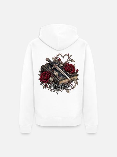 Dunkle Romanze: Herz Rose Klinge - Unisex Premium Bio Zip Hoodie - Weiß
