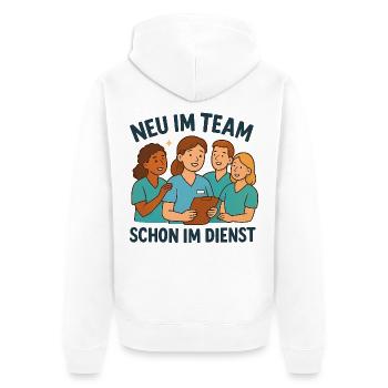 Neue Pflegefachkraft Geschenk zum Teamstart - Unisex Premium Bio Zip Hoodie - Weiß - Hinten - Thijin (182cm)