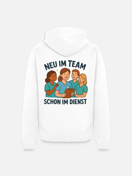 Neue Pflegefachkraft Geschenk zum Teamstart - Unisex Premium Bio Zip Hoodie - Weiß