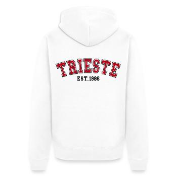 Triest, gegründet 1986 – Geburtstag - Unisex Premium Bio Zip Hoodie - Weiß - Hinten - Thijin (182cm)