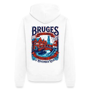 Bruges West Flanders Canals November Rain - Unisex Premium Bio Zip Hoodie - Weiß - Hinten - Thijin (182cm)